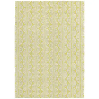 3' X 5' Yellow And Beige Ogee Washable Indoor Outdoor Area Rug