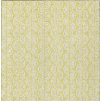 5' X 8' Yellow And Beige Ogee Washable Indoor Outdoor Area Rug