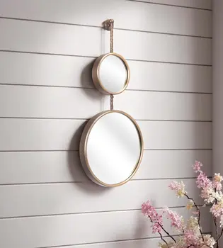 35" Bronze Double Round Steel Framed Accent Mirror