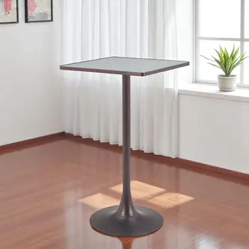 24" Gray and Bronze Wood and Steel Square Bar Table
