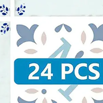 8" x 8" Blue Vinyl Arabesque Peel And Stick Removable Tiles