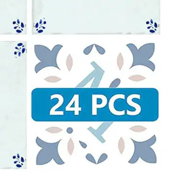 8" x 8" Blue Vinyl Arabesque Peel And Stick Removable Tiles