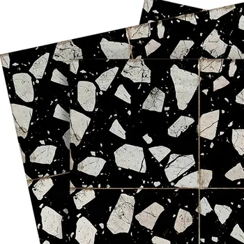 6" x 6" Black Vinyl Arabesque Peel And Stick Removable Tiles
