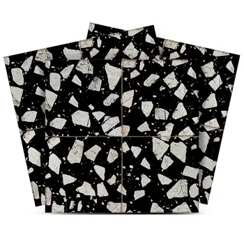 7" x 7" Black Vinyl Arabesque Peel And Stick Removable Tiles