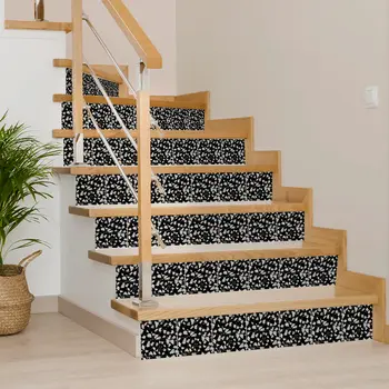 7" x 7" Black Vinyl Arabesque Peel And Stick Removable Tiles