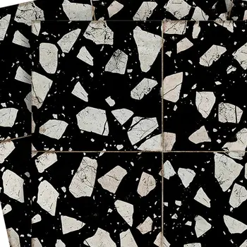 7" x 7" Black Vinyl Arabesque Peel And Stick Removable Tiles