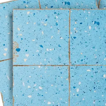 6" x 6" Blue Vinyl Arabesque Peel And Stick Removable Tiles