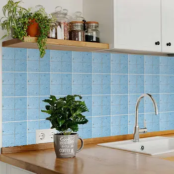 12" x 12" Blue Vinyl Arabesque Peel And Stick Removable Tiles