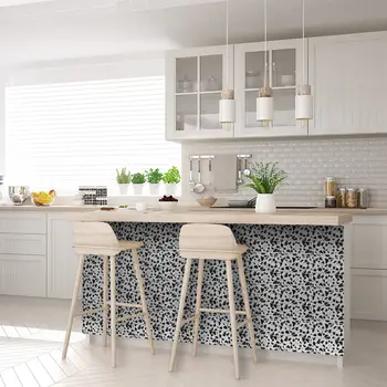 5" x 5" Black Vinyl Arabesque Peel And Stick Removable Tiles