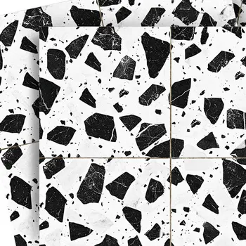 7" x 7" Black Vinyl Arabesque Peel And Stick Removable Tiles