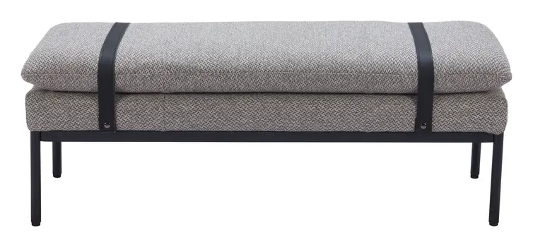 47" Gray and Black Fabric Upholstered Bench