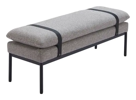 47" Gray and Black Fabric Upholstered Bench