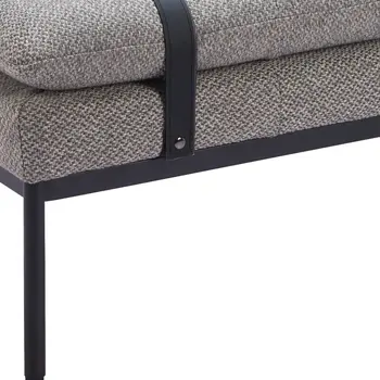 47" Gray and Black Fabric Upholstered Bench