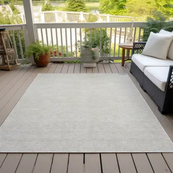 3' X 5' Beige And Ivory Geometric Washable Indoor Outdoor Area Rug