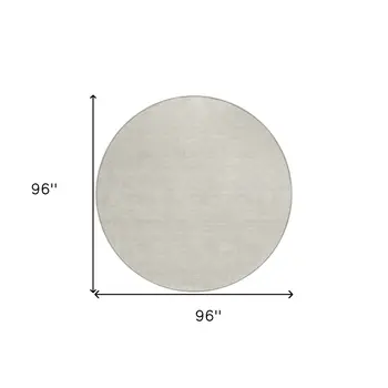 8' Beige And Ivory Round Geometric Washable Indoor Outdoor Area Rug