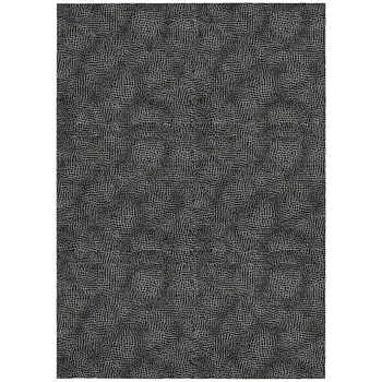 3' X 5' Black And Ivory Geometric Washable Indoor Outdoor Area Rug
