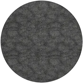 8' Black And Ivory Round Geometric Washable Indoor Outdoor Area Rug
