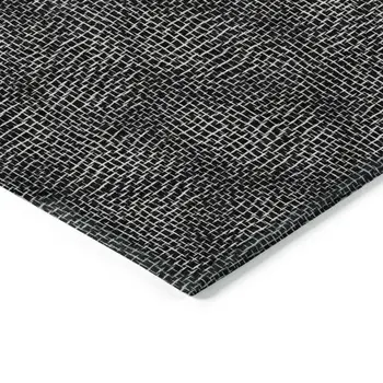 10' X 14' Black And Ivory Geometric Washable Indoor Outdoor Area Rug
