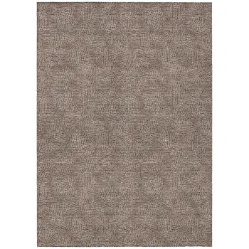 5' X 8' Brown And Ivory Geometric Washable Indoor Outdoor Area Rug