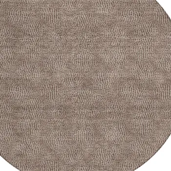 8' Brown And Ivory Round Geometric Washable Indoor Outdoor Area Rug