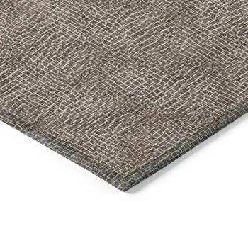 10' X 14' Brown And Ivory Geometric Washable Indoor Outdoor Area Rug