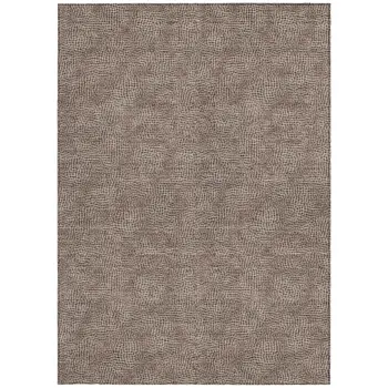 10' X 14' Brown And Ivory Geometric Washable Indoor Outdoor Area Rug