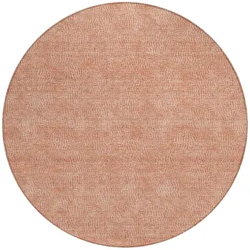 8' Copper And Ivory Round Geometric Washable Indoor Outdoor Area Rug