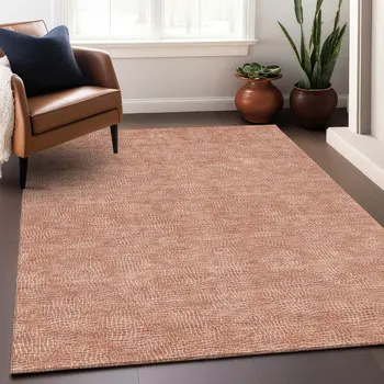 8' X 10' Copper And Ivory Geometric Washable Indoor Outdoor Area Rug