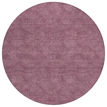 8' Eggplant And Ivory Round Geometric Washable Indoor Outdoor Area Rug