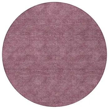 8' Eggplant And Ivory Round Geometric Washable Indoor Outdoor Area Rug
