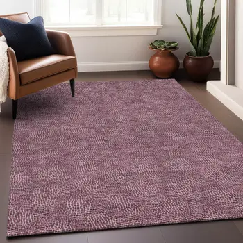 8' X 10' Eggplant And Ivory Geometric Washable Indoor Outdoor Area Rug