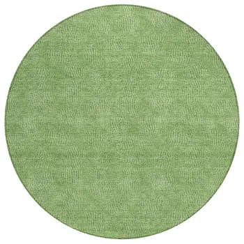 8' Green And Ivory Round Geometric Washable Indoor Outdoor Area Rug