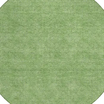 8' Green And Ivory Round Geometric Washable Indoor Outdoor Area Rug