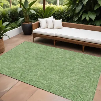 10' X 14' Green And Ivory Geometric Washable Indoor Outdoor Area Rug