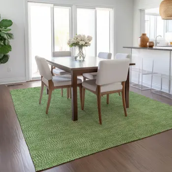 10' X 14' Green And Ivory Geometric Washable Indoor Outdoor Area Rug