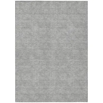 8' X 10' Gray And Ivory Geometric Washable Indoor Outdoor Area Rug