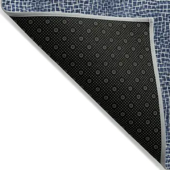 5' X 8' Navy Blue And Ivory Geometric Washable Indoor Outdoor Area Rug