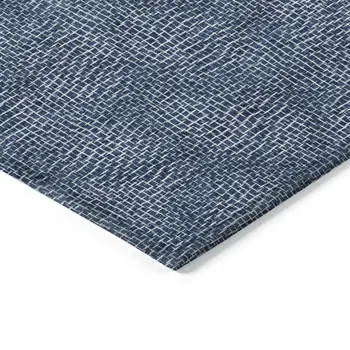 5' X 8' Navy Blue And Ivory Geometric Washable Indoor Outdoor Area Rug