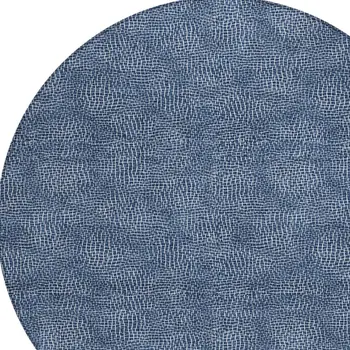 8' Navy Blue And Ivory Round Geometric Washable Indoor Outdoor Area Rug
