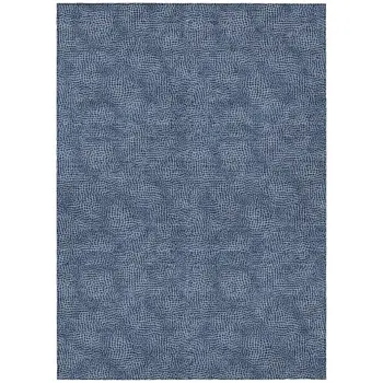 9' X 12' Navy Blue And Ivory Geometric Washable Indoor Outdoor Area Rug