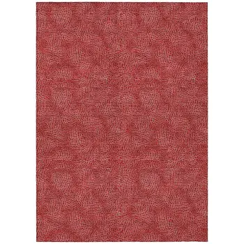 3' X 5' Red And Ivory Geometric Washable Indoor Outdoor Area Rug