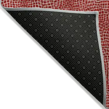 9' X 12' Red And Ivory Geometric Washable Indoor Outdoor Area Rug