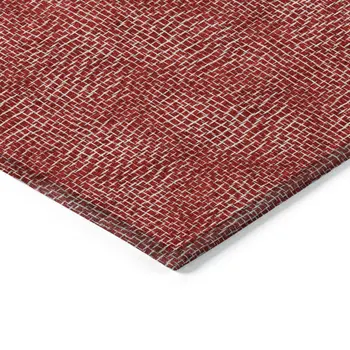 9' X 12' Red And Ivory Geometric Washable Indoor Outdoor Area Rug
