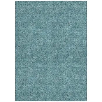 5' X 8' Teal Blue And Ivory Geometric Washable Indoor Outdoor Area Rug