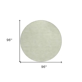 8' Artichoke Green And Ivory Round Geometric Washable Indoor Outdoor Area Rug