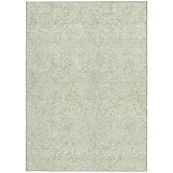 8' X 10' Artichoke Green And Ivory Geometric Washable Indoor Outdoor Area Rug