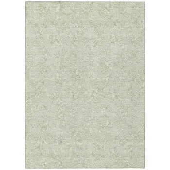 8' X 10' Artichoke Green And Ivory Geometric Washable Indoor Outdoor Area Rug