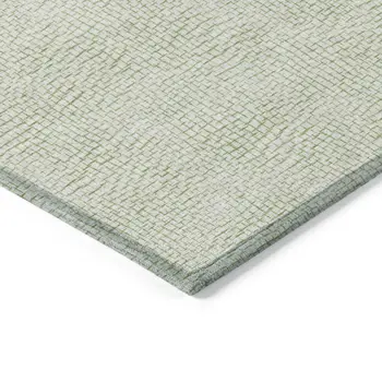 8' X 10' Artichoke Green And Ivory Geometric Washable Indoor Outdoor Area Rug
