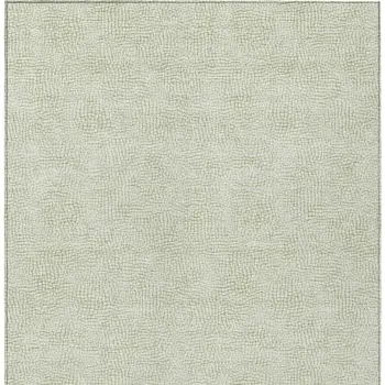 8' X 10' Artichoke Green And Ivory Geometric Washable Indoor Outdoor Area Rug
