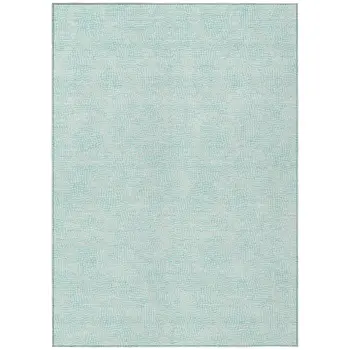3' X 5' Aqua And Ivory Geometric Washable Indoor Outdoor Area Rug